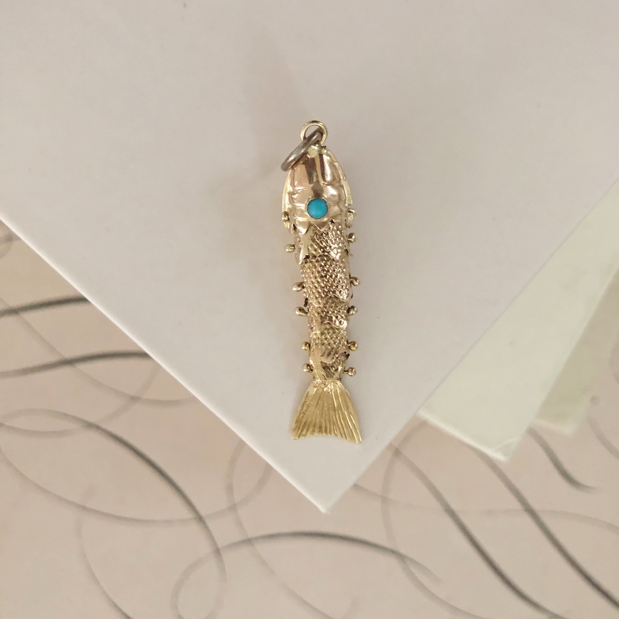 Vintage 14k Articulated Fish Charm WinterLemon