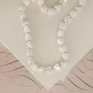 White Mother of Pearl Beaded Heart Necklace