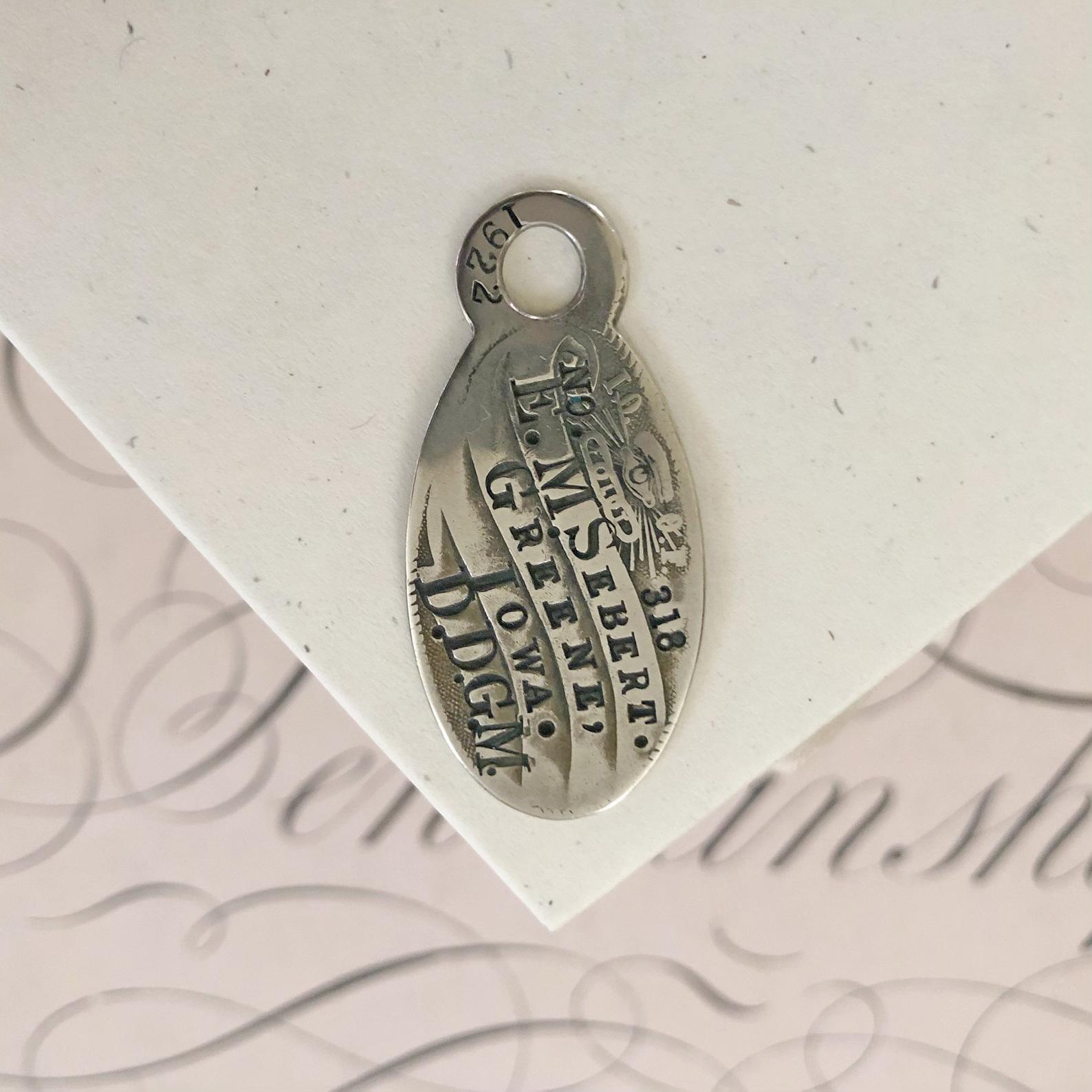 Silver Odd Fellows Tag Pendant