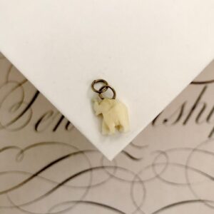 Tiny Antique Ivory-Colored Carved Elephant Lucky Charm