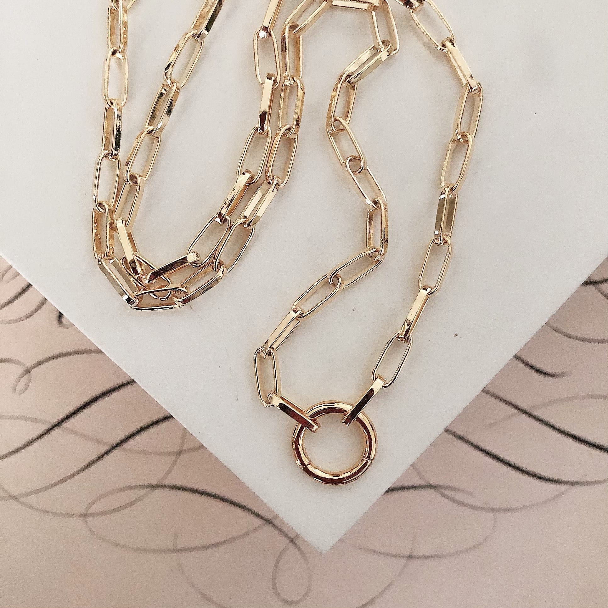 Small Paperclip Chain Necklace with Circle Lock - Image 3