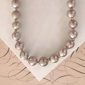Baroque Grey Pearl Tie On Necklace - Image 2