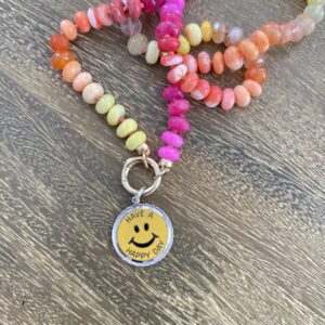 Vintage Enamel Have a Happy Day Smiley Charm - Image 3