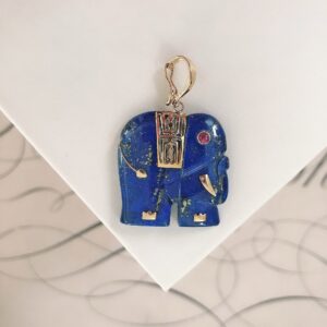 Vintage 14k Lapis Lazuli Elephant Pendant