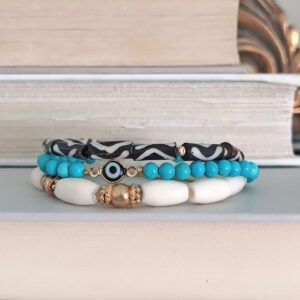Mykonos Bracelet Stack with Evil Eye