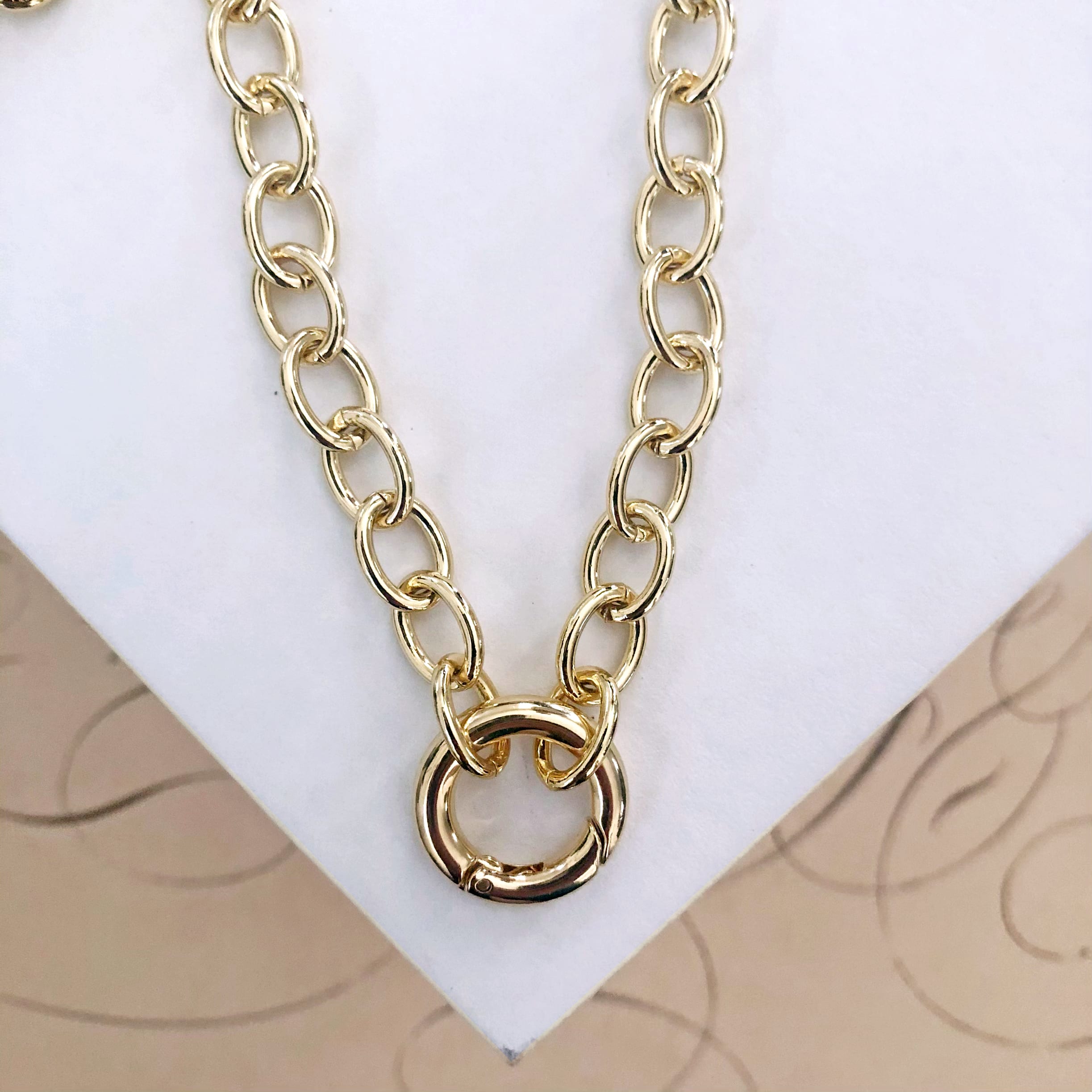 Bold Lock Pendant Chain Necklace Gold