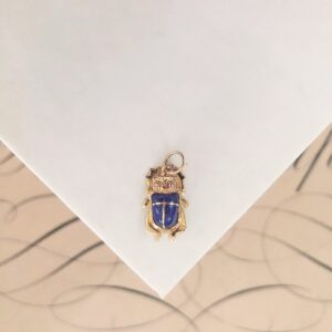 Vintage 18k Lapis Scarab Charm