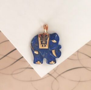 Vintage 14k Lapis Lazuli Elephant Pendant