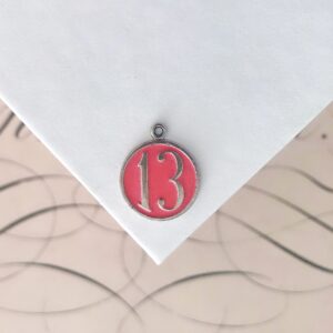 Vintage Lucky 13 Pink Enamel Charm