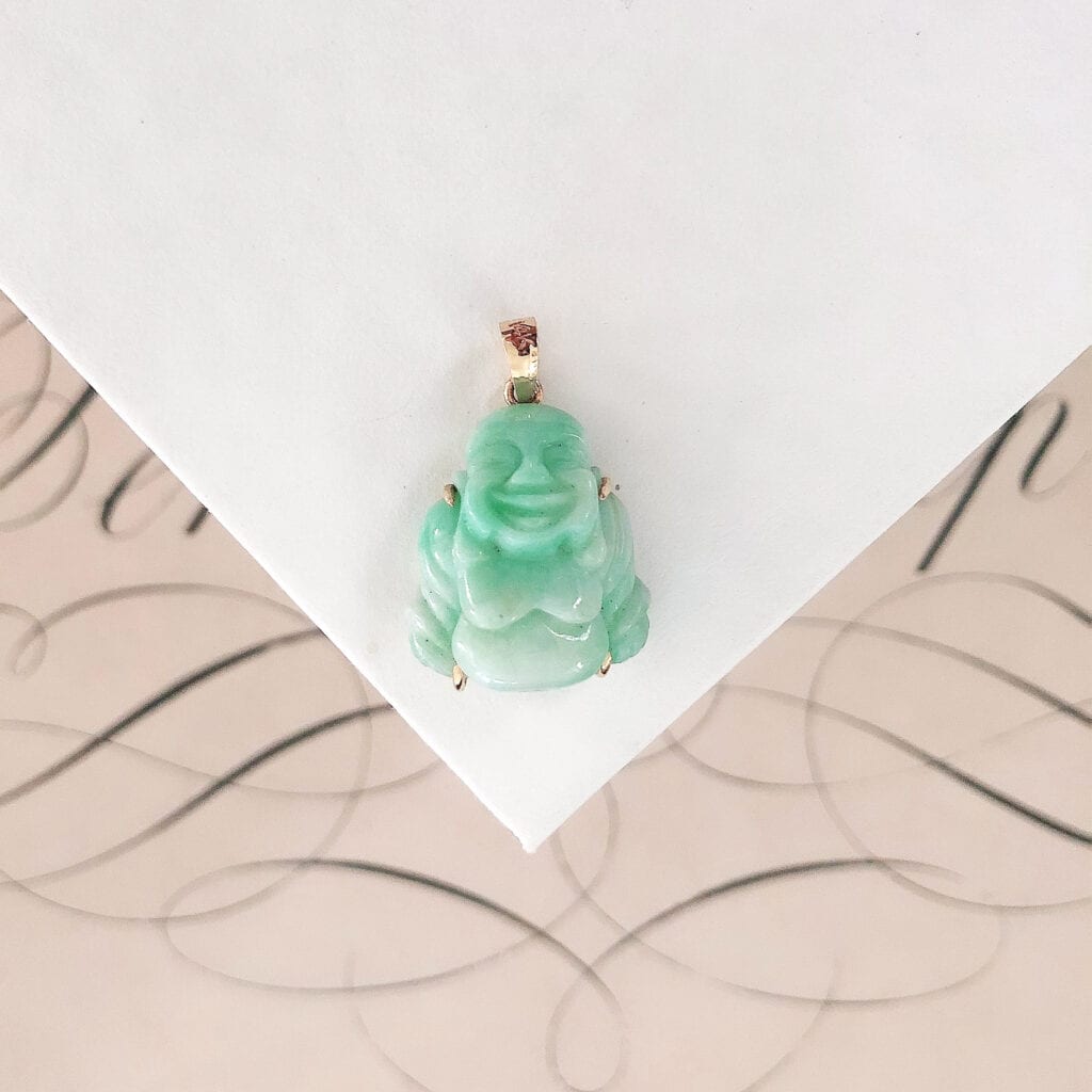 Vintage 14k Carved Jade Buddha Pendant – WinterLemon