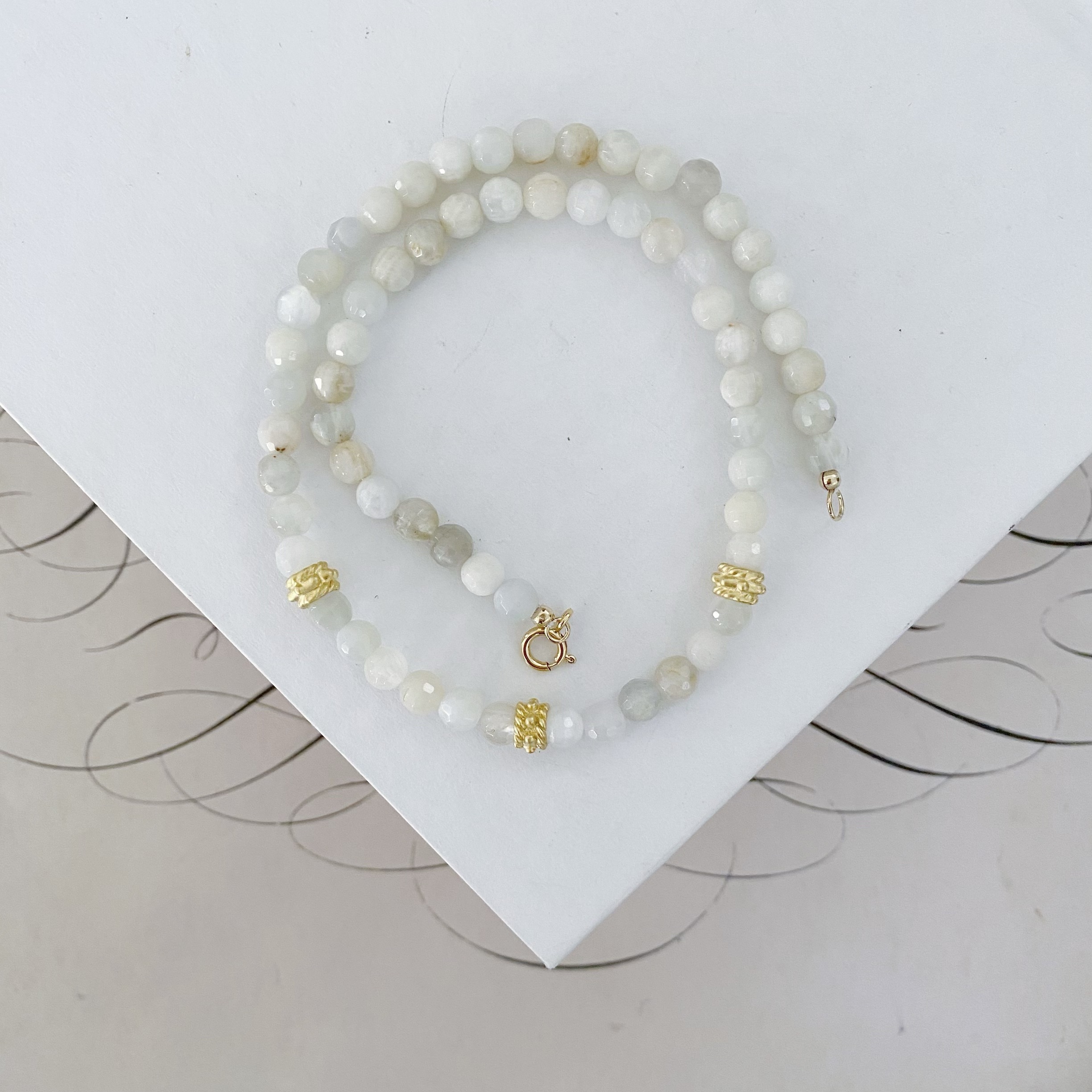 Isadore Cream Moonstone Gold Beaded Necklace – WinterLemon