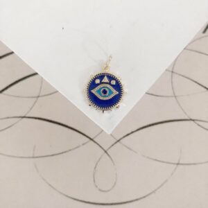 Colorful Blue Enamel Evil Eye Pendant