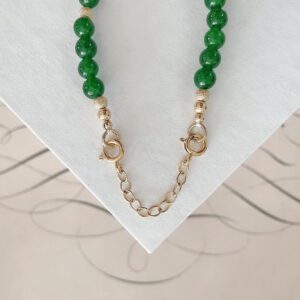 Green Canada Jade Gold Beaded Necklace - Image 4