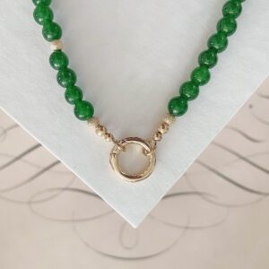 Green Canada Jade Gold Beaded Necklace - Image 5