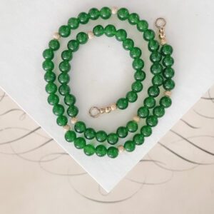 Green Canada Jade Gold Beaded Necklace