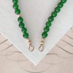 Green Canada Jade Gold Beaded Necklace - Image 2