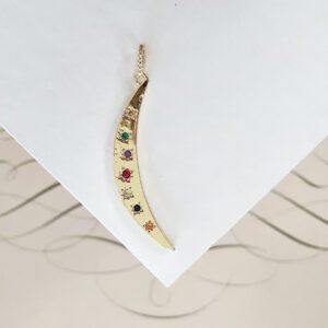 Colorful Golden Large Crescent Moon Pendant