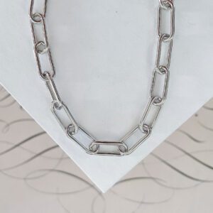 Silver Rounded Edge Paperclip Chain with Gold Filled Circle Lock - Image 2