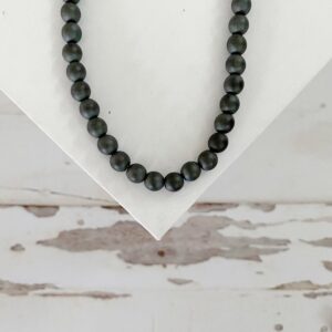 Janelle Matte Buffed Hematite Bead Necklace - Image 2