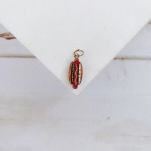 Vintage 14k Gold Colorful Enamel Hot Dog Charm