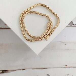 16.5" Heavy Golden Cobra Necklace with Circle Lock - Image 3