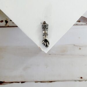 Silver Antique Figa Fist Hand Charm Pendant with Lucky Symbols - Image 3