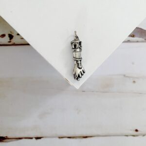 Silver Antique Figa Fist Hand Charm Pendant with Lucky Symbols