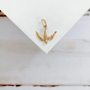 14k Gold Soaring Bird Charm Pendant