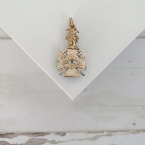 Antique Odd Fellows Iron Cross All Seeing Eye Watch Fob - Image 3