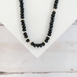 Kennedy Faceted Black Obsidian Beaded Necklace