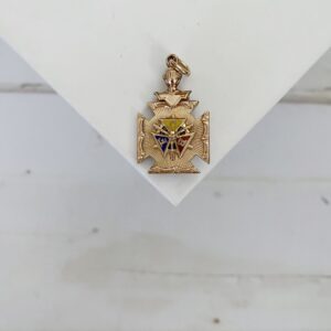 Antique Knights of Pythias K.O.P.  Petite Enameled Gold Filled Watch Fob