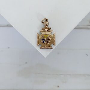 Antique Knights of Pythias K.O.P.  Petite Enameled Gold Filled Watch Fob - Image 2