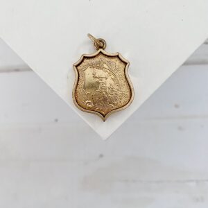 Rare Antique AOUW Shield Shape Watch Fob Pendant with Skeletal Hand - Image 3