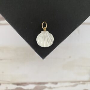 14k Gold Mother of Pearl Carved Seashell Charm