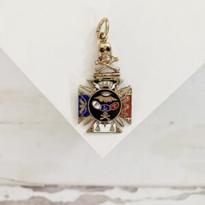Antique Odd Fellows Iron Cross Skull and Crossbones Watch Fob