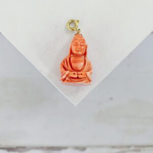 Vintage 14k Carved Coral Buddha Pendant