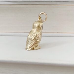 Amazing Vintage Solid 14k Gold Ruby Eye Owl Charm - Image 6