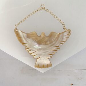 Unique Mother of Pearl Dove Bird Statement Pendant