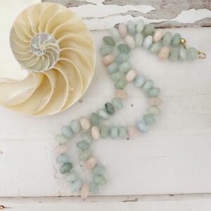 Julianna Hand Knotted Morganite, Aquamarine and Beryl Necklace