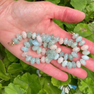 Julianna Hand Knotted Morganite, Aquamarine and Beryl Necklace - Image 3