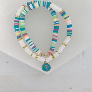 Beach Babe Colorful Wheel Bead Palm Tree Necklace - Image 2