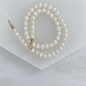 Lara Open Loop White Freshwater Pearl Necklace