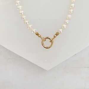 Lara Open Loop White Freshwater Pearl Necklace - Image 5