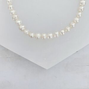 Lara Open Loop White Freshwater Pearl Necklace - Image 2