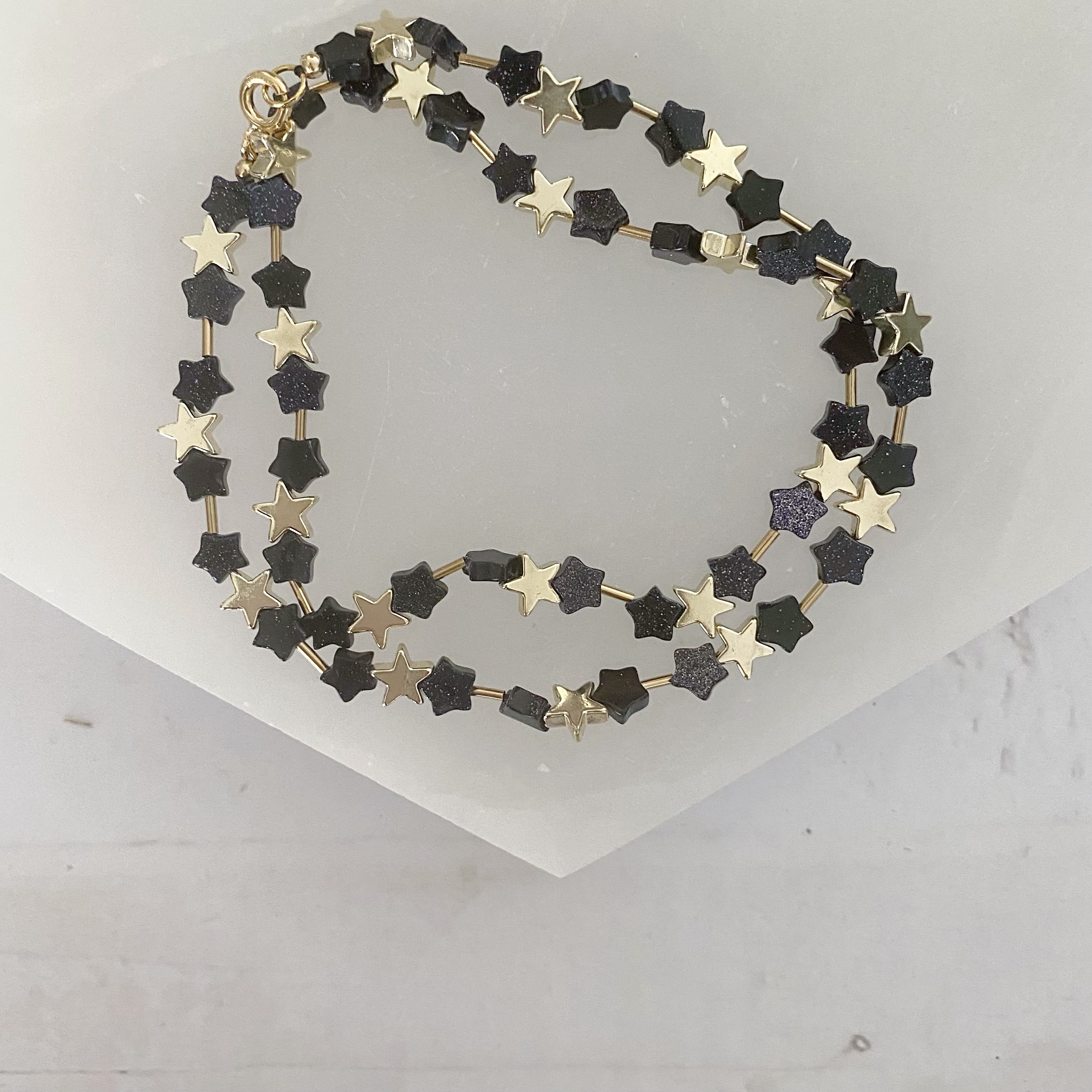 Skye Twinkling Blue Goldstone and Golden Hematite Star Necklace - Image 2