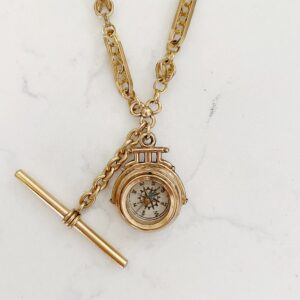 Antique "WayFinder V" Compass Watch Fob Necklace - Image 2