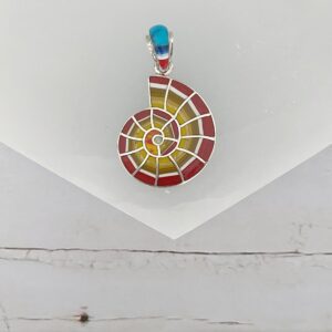 Sterling Silver Inlay Nautilus Shell Shaped Pendant - Image 3