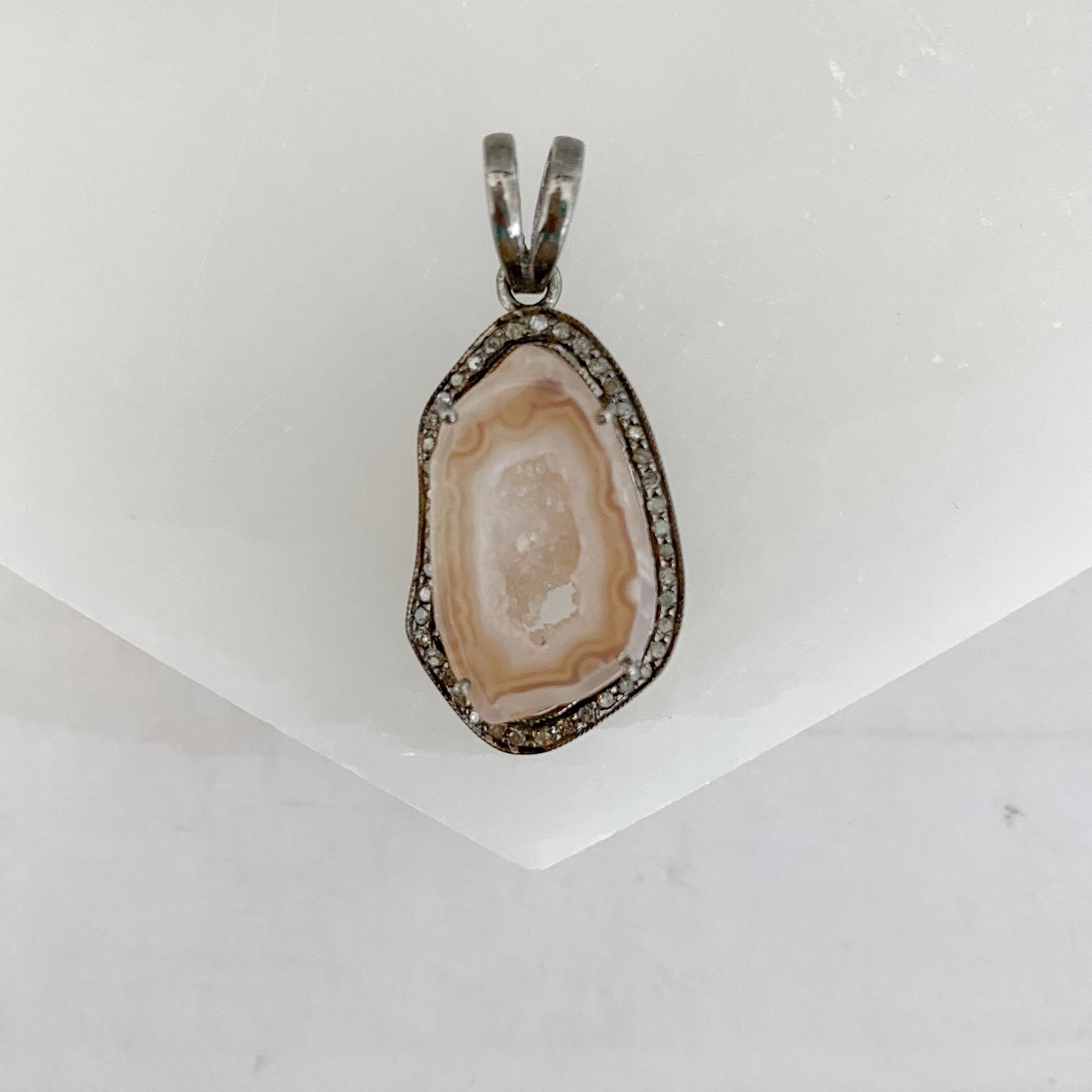 Guilia Druzy Geode and Smoky Diamond Statement Pendant - Image 2