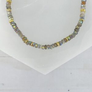 Camryn Mystic Peach Moonstone and Gold Beaded Necklace - Image 3