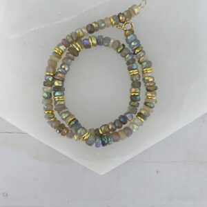 Camryn Mystic Peach Moonstone and Gold Beaded Necklace